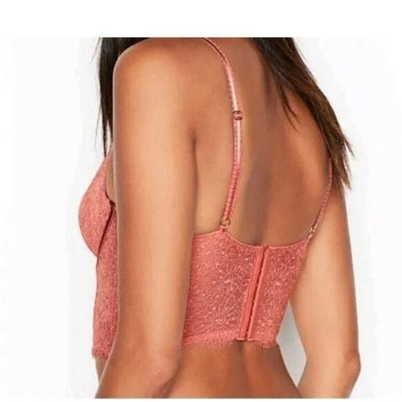 Victorias Secret Lace Long Line Demi Bra 34DDD Pink - Picture 2 of 8